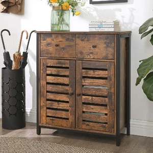 Industrial Side Cabinet Cupboard Drawer Storage Unit Metal Rustic Slim Sideboard - Picture 1 of 5