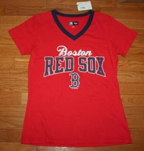 NWT G-III Womens Graphic Tee BOSTON RED SOX Logo V-Neck T-Shirt MEDIUM M *6E - Picture 1 of 4