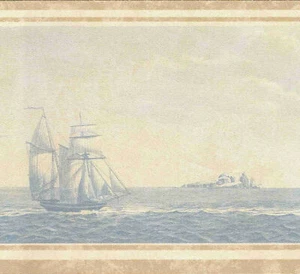 ANTIQUE SHIPS WALLPAPER BORDER 75B56770 - Picture 1 of 2