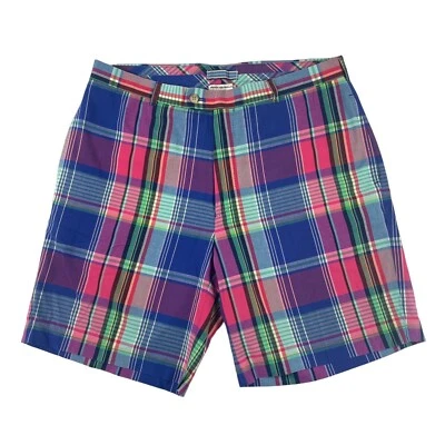Peter Millar Multicolor Checked Lightweight Cotton Shorts Size 36 Excellent - Image 1 of 4