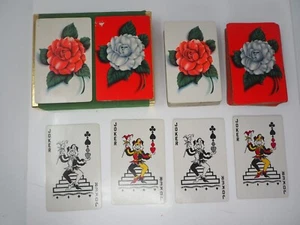 VTG Arrco Duratone Plastic Coated Playing Double Deck Cards Flowers - Picture 1 of 2