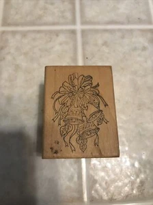 Vintage Bells with Bows Holiday Decoration Rubber Stamp by IMAGE ENCORE - Picture 1 of 3