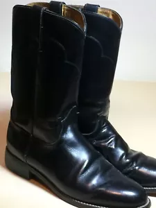 TONY LAMA Womens 7 B 7501L Black Leather Roper Cowboy Western Boots - Picture 1 of 7