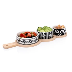 Tapas Servierset Snack Dipschalen Schalen Teller Schälchen Set länglich Griff - Bild 1 von 8
