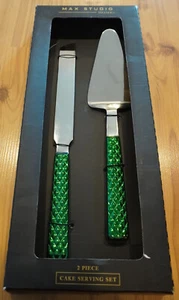Max Studio Home 2-teiliges Edelstahl Kuchen Servierset, grüne Griffe - NEU - Bild 1 von 3
