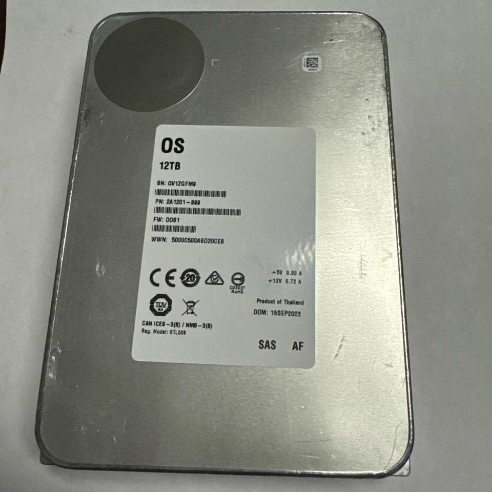 Seagate St12000Nm002G Exos X16 12Tb 3.5 12Gb/s Sas 256Mb WL 512E/4KN HDD - Image 1 of 1