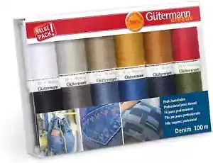 Gutermann Thread Set: Denim : 12 X 100M - Assorted Shades - Picture 1 of 7