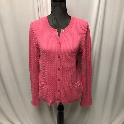 Cárdigan Jones New York Signature tejido con cable para mujer talla XL rosa suéter oficina Foto 1 de 4