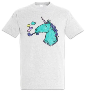 Smoking Unicorn T-Shirt Rainbow Fairytale Pipe Smoker Smoking Fun - Picture 1 of 1
