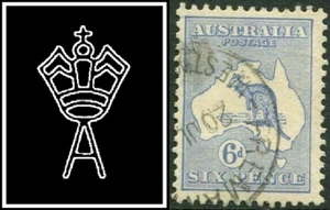 Estampilla de canguro 1915 Australia 6d azul segunda marca de agua buena a fina usada - Imagen 1 de 1