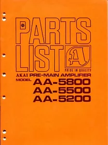 Vintage Akai Model AA-5800/5500/5200 Solid State Pre-Main Amp Service Manual - Picture 1 of 6