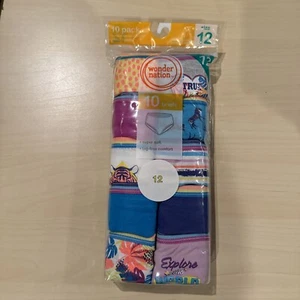 Girls Size 12 Wonder Nation 10-Pack Briefs Underwear Animals Colors Print No Tag - Picture 1 of 1