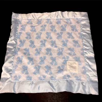 Carters Child Of Mine Blue Dogs Lovey Little Blanket of Mine Minky Satin Edge - Image 1 of 4
