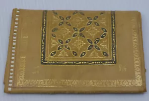PORTAFOGLIO DONNA BIFOLD PELLE DECORATO ORO 22 CARATI VINTAGE O - Foto 1 di 5