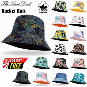Mens Womens Bucket Boonie Hat 100% Cotton Fishing Outdoor Brim Visor Cap Hats - Picture 1 of 60