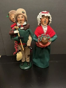 BYERS CHOICE Bob & Mrs Cratchit Tiny Tim Caroler Figures Signed Christmas Carol - Picture 1 of 15