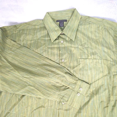 Domani Dress Shirt Men 3XL Green Stripd Button Up Formal Wedding Casual NEW - Image 1 of 4