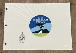 Rickie Fowler Signed 2024 AT&T Pebble Beach Pro Am Golf Flag JSA PGA - Picture 1 of 2