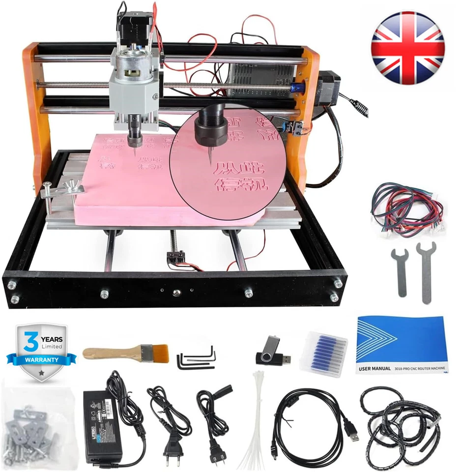 RATTM MOTOR 【UK】3018-PRO Mini DIY CNC Router Machine Cutting Wood PCB PVC Miling Engraving