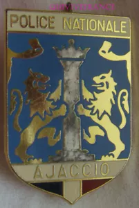 IN30578 - AJACCIO BADGE, National Police, smooth back, 2 rings - Picture 1 of 2