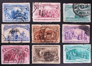 U.S. # 230 to 238 Columbian Expo 1 to 15 Cent 1893 Issue Stamps Used ssr - Picture 1 of 1