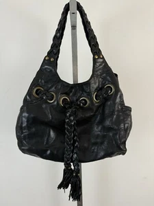 KOOBA "Carla" schwarze Leder Schultertasche Hobo Bag mit geflochtenen Lederdetails - Bild 1 von 11