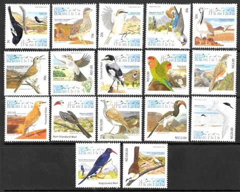 Namibia 2012/13 Endemic Birds Complete Set 17 x Values Cover