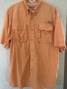 Magellan Shirt Mens XL Orange Fish Gear Sportswear Short Sleeve Button Up - Picture 1 of 4