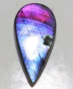 44 Ct 6X21X43 mm Natural purple Fire Labradorite Pear Cabochon Gemstone QD-318 - Picture 1 of 6