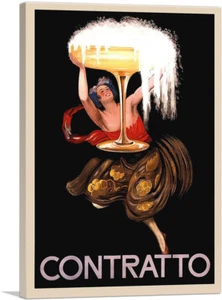 ARTCANVAS Contratto Champagne Liquor 1922 Canvas Art Print by Leonetto Cappiello - Picture 1 of 11