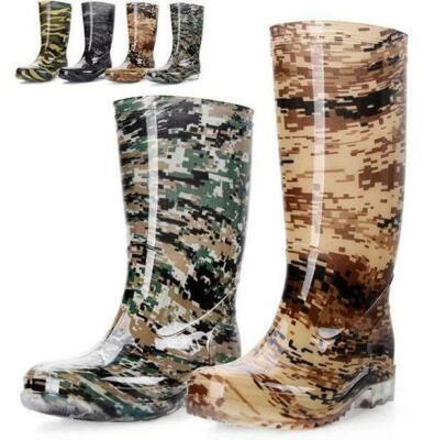 Botas de lluvia camufladas para hombre a media pantorrilla impermeables sin cordones forro zapatos extraíbles talla Foto 1 de 4