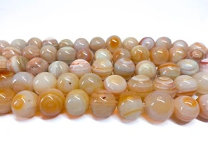 Cuentas de ágata con bandas naranjas naturales. Cuentas irregulares redondas a rayas 14-16mm. 16"" - Imagen 1 de 6