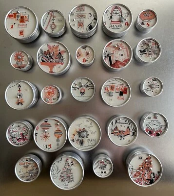 Ephemera Advent Calendar MCM Pink Black Vintage Ephemera Magnetic Handmade - Image 1 of 4