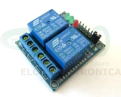 Scheda 2 relè 5Vdc Relay Shield Arduino con Optoisolatori - Immagine 1 di 3