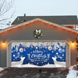 Christmas Garage Door Decorations, Blue Snowflake Holiday Large Christmas Gar... - Picture 1 of 9