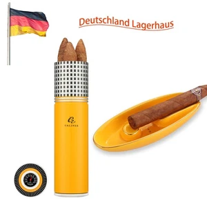 Zigarrenetui Zigarrenhalter Reise Zigarrenröhre Hygrometer Zigarettenhalter Gelb - Bild 1 von 12