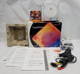 Sega Dreamcast White Launch Edition w/ Box, Demo Disc & New Battery - MINTY