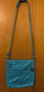 The Sak Turquoise Blue Genuine Leather Crossbody Bag Purse Multicolor Interior  - Picture 1 of 15