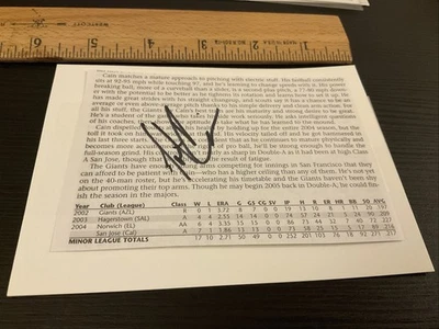 Matt Cain (debut 2005) corte firmado montado en una tarjeta Foto 1 de 2