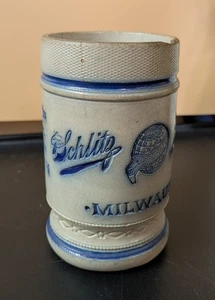 Pre Prohibition Schlitz Bier Milwaukee Steinzeug blau grau Becher - Bild 1 von 8