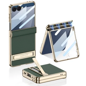 Funda de cuero con soporte de lujo para Galaxy Z Flip 7 2025/7FE/6 con bisagra de película - Imagen 1 de 24