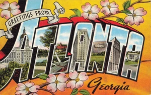 Postcard Large Letter Greetings from Atlanta Georgia GA 1945 - Picture 1 of 2