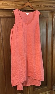 J Jill reines Leinen Kleid koralle Damen Gr. XL sehr guter Zustand lang lockerer Stil ärmellos - Bild 1 von 12