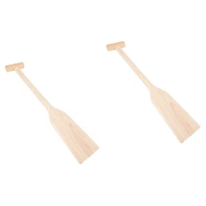 2 Pezzi Pasta di Legno Bambino Uomo e Donna Canoa Paddle Legno Barca Vintage - Foto 1 di 12