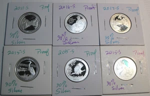 Lot of 6 * SILVER Proof USA QUARTERS as Seen * USA ONLY Please ! * USA FREE SHIP - Picture 1 of 9