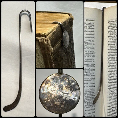 Antico segnalibro colonna vertebrale argento sterling 1 Kurus Impero ottomano Bibbia pennarello pagina - Immagine 1 di 4
