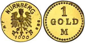 DEUTSCHER ST. Nürnberg. (1923) AV 1 Goldmark. PCGS MS63PL Schl. W 37; Fischer 1,35 - Bild 1 von 1