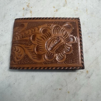 Cartera plegable vintage de cuero para hombre de México con doble pliegue recuerdo vaquero occidental Foto 1 de 4