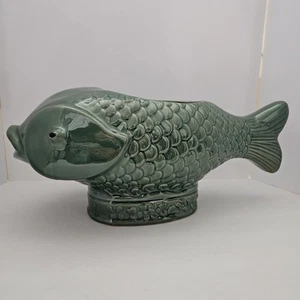 Vintage japanische Keramik große Koi/Karpfen Fisch Statue Figur Pflanzgefäß 17 Zoll - Bild 1 von 18