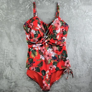 City Chic Antigua Badeanzug Damen XL rot Blumen Einteiler Strand sexy gebräunt NEU - Bild 1 von 11